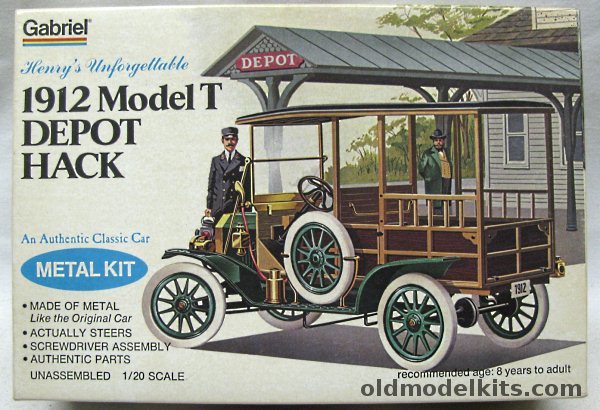 Gabriel 1/20 1912 Ford Model T Depot Hack - Metal Car Kit, 26443 plastic model kit